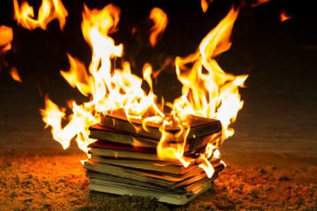 Stack of books burning